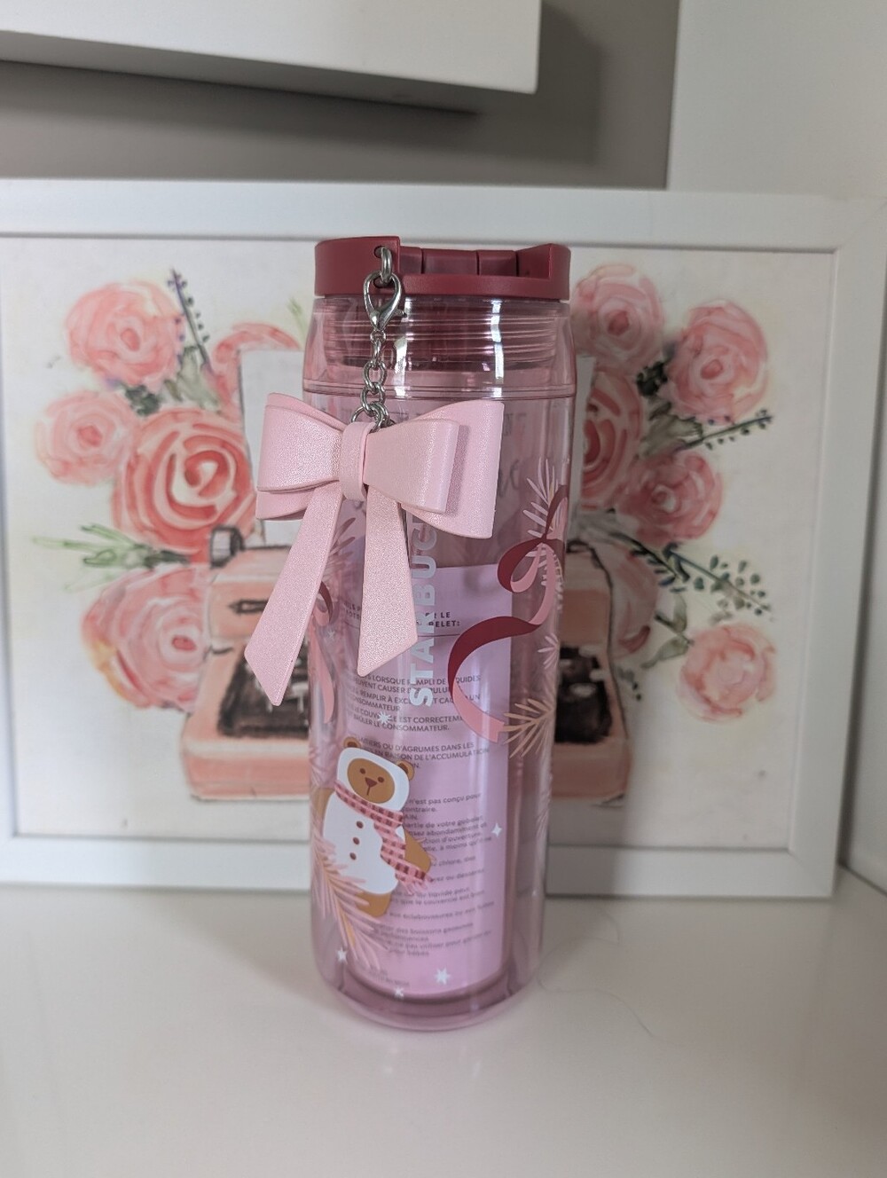 ☃️NWT Starbucks Holiday 2025 Starbuck Holiday Bears Pink Bow Travel Tumbler 16